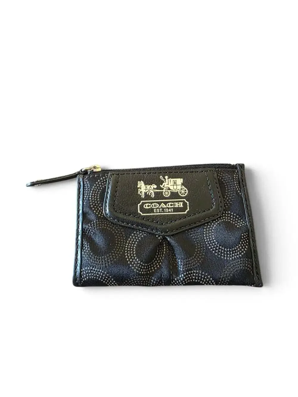 Coach Signature C Coin Purse Key Pouch Black Horse Carriage Logo Vintage Y2K